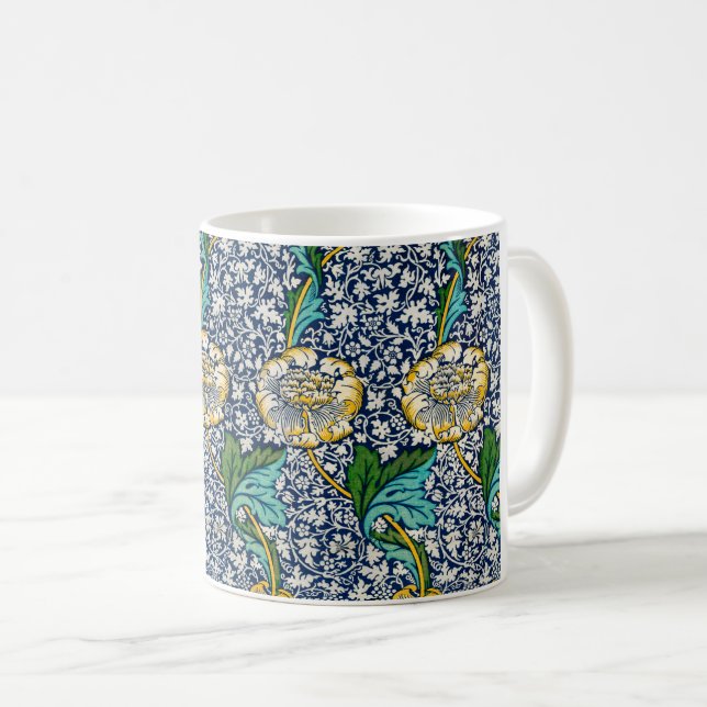 Caneca De Café Kennet Pattern (por William Morris) (Frente Esquerda)