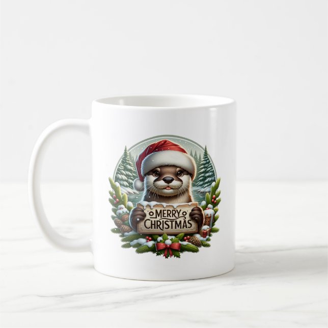 Caneca De Café Kerst Otter (Esquerda)