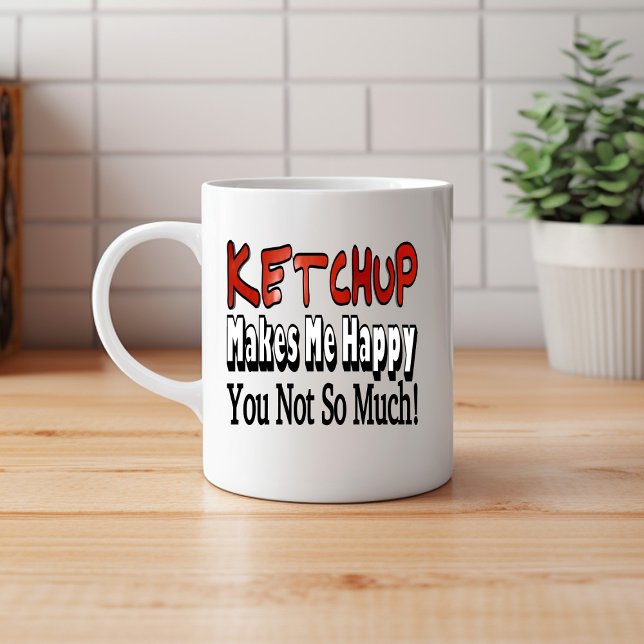 Caneca De Café Ketchup Feliz (Criador carregado)
