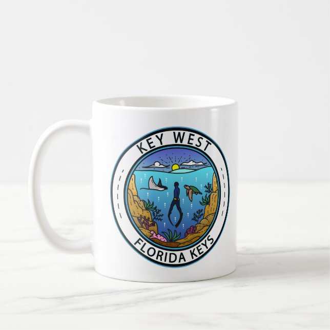 Caneca De Café Key West Florida Scuba Retro Emblem (Esquerda)