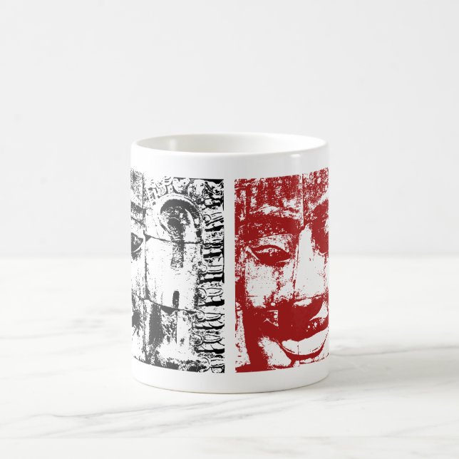 Caneca De Café Khmer Stone Face ... RED BLACK Camboja (Centro)