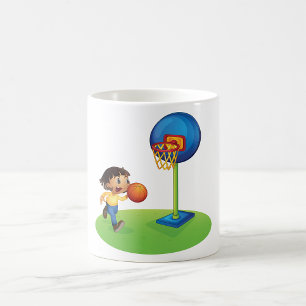 Caneca De Café Kid Jogando Basquete com Esporte de Hoop