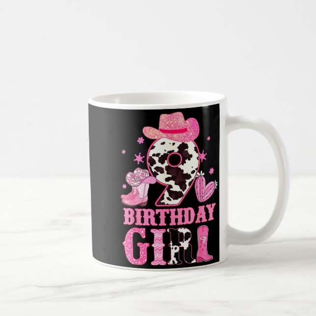 Caneca De Café Kids 9th Birthday Girl Rodeo Western Cowgirl Birth (Direita)