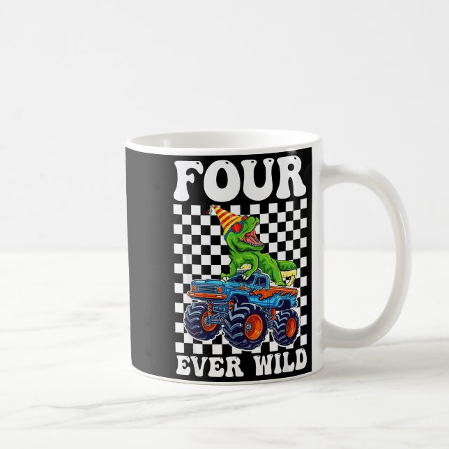 Caneca De Café Kids Four Ever Wild Dinosaur Monster Truck 4th Bir (Direita)