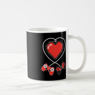 Caneca De Café Kids Heart Pixel Art Video Game Controller Valenti