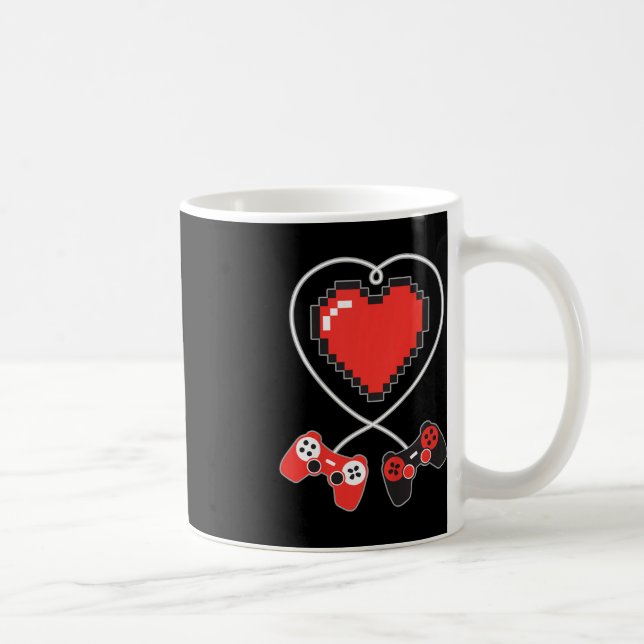 Caneca De Café Kids Heart Pixel Art Video Game Controller Valenti (Direita)