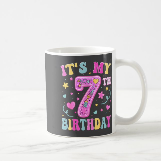Caneca De Café Kids It's My 7th Birthday Girl 7 Seven Happy Birth (Direita)