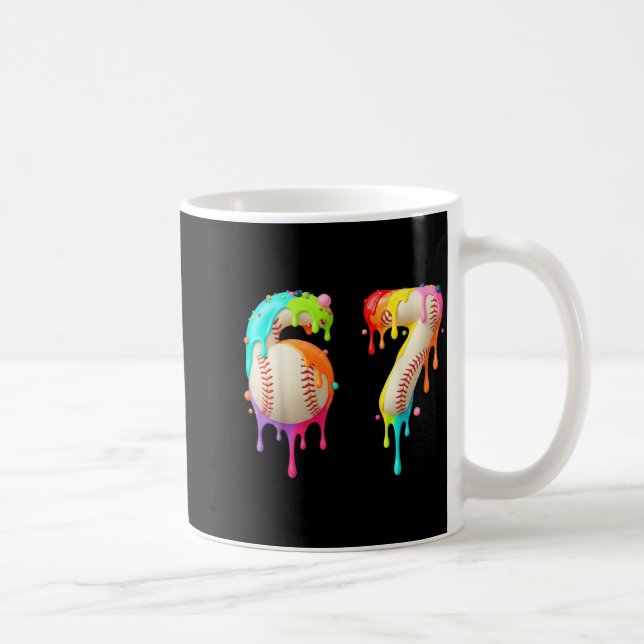 Caneca De Café Kids Meme 67 Number Six 6 Seven 7 Ice Cream Drips  (Direita)