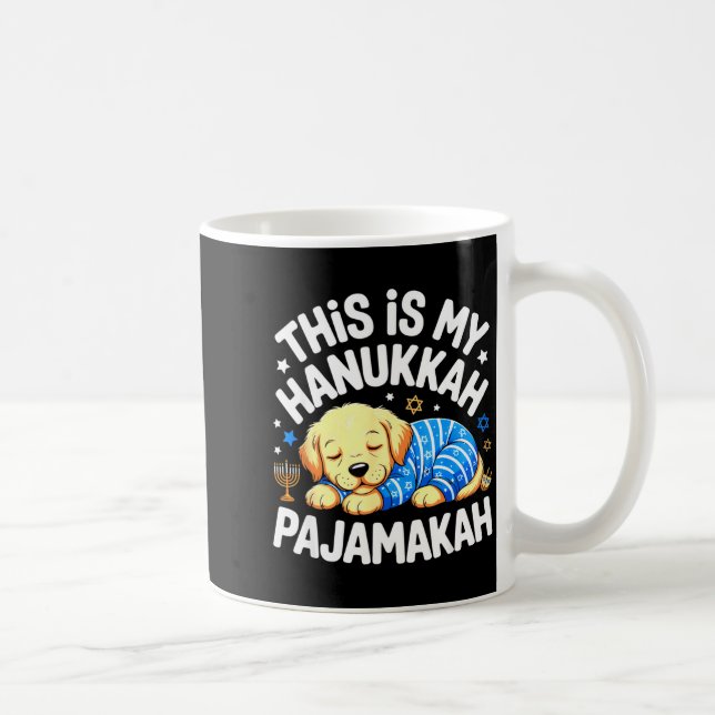 Caneca De Café Kids My Hanukkah Pajamas Pajamakah Puppy Hanukkah  (Direita)