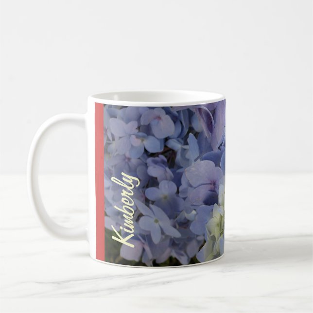 Caneca De Café Kimberly Hydrangeas Mug 2 com nome personalizável (Esquerda)