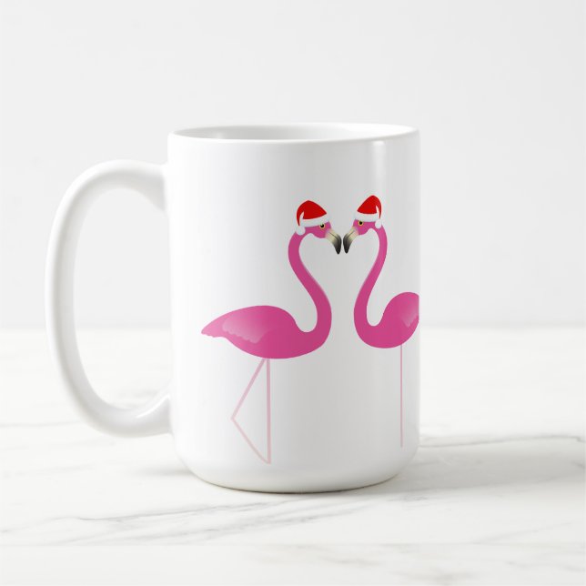 Caneca De Café Kissing Flamingos Holiday Mug (Esquerda)