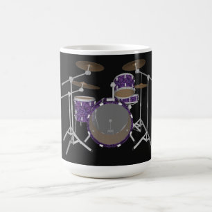 Caneca De Café Kit do tambor de jazz: Conjunto de tambores violet