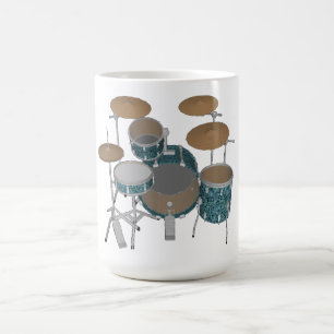 Caneca De Café Kit do tambor jazz: Conjunto de tambores verdes pe