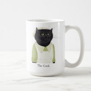 Caneca De Café KITCHEN MAID CAT Tall White Mug + Texto