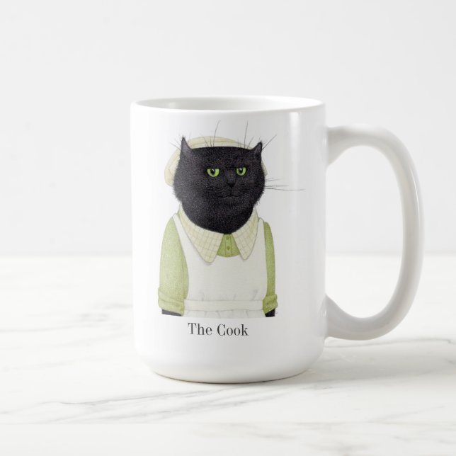 Caneca De Café KITCHEN MAID CAT Tall White Mug + Texto (Direita)