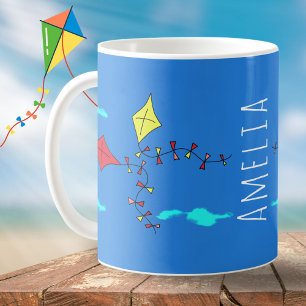 Caneca De Café Kite Bonito Desenho Nome das Crianças da Nuvem