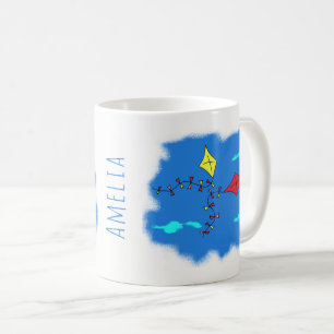 Caneca De Café Kite Bonito Nome das Crianças Desenhadoras