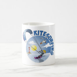 Caneca De Café Kite surfing blue illustration