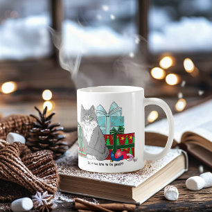 Caneca De Café Kitten de Natal Branco da cinza