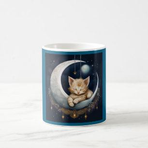Caneca De Café Kitten Dormindo Em Crescent Moon Object
