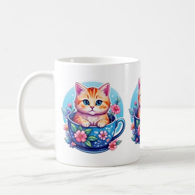 Caneca De Café Kitten em um teacup (Esquerda)