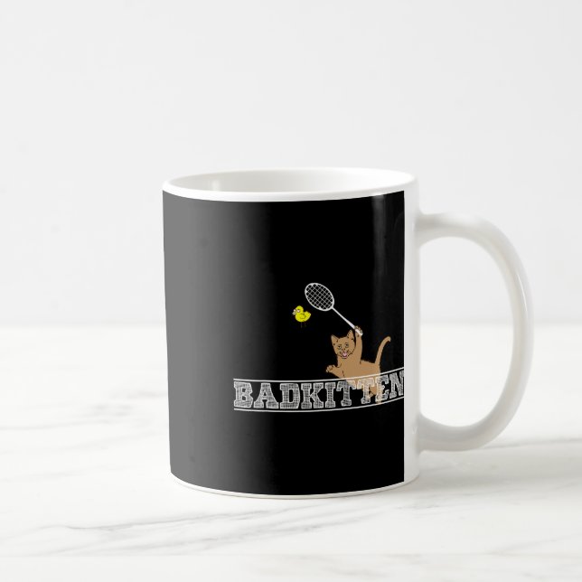 Caneca De Café Kitten Engraçado Badminton Cat Lovers Pun (Direita)