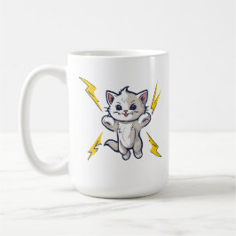 Caneca De Café Kitten fierce pussy cat lightning bolts FEMALE ERA