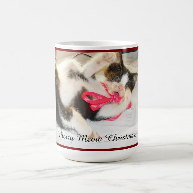 Caneca De Café Kitten Keepsake Photo Text, Snowflake, Customize, (Centro)
