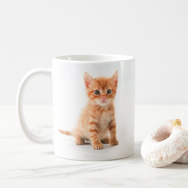 Caneca De Café Kitten Laranja (Com Donut)