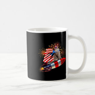 Caneca De Café Kitty Cat 4 De Julho Rocket Com Fogos De Fogo Usa