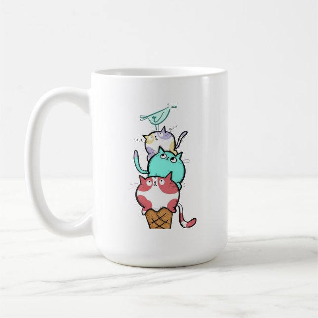 Caneca De Café Kitty Cone Sorvete de Gato Fofo Kawaii (Esquerda)