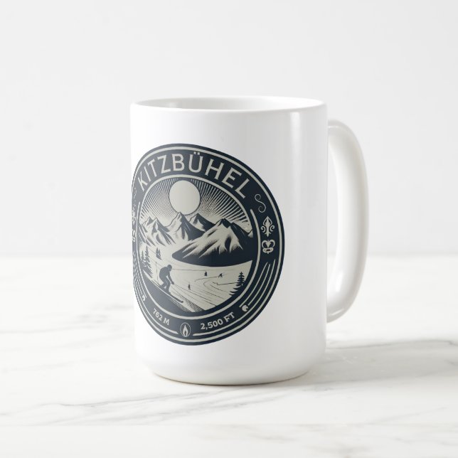 Caneca De Café Kitzbuhel Town Austria SKI presentes (Frente Esquerda)