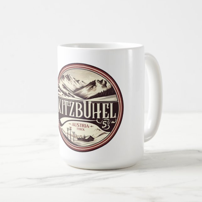 Caneca De Café Kitzbuhel Town Austria SKI presentes (Frente Esquerda)