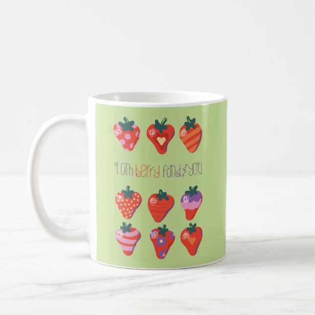Caneca De Café Kiwi, sou Berry Fond de Você, Morango Ilustrado (Esquerda)