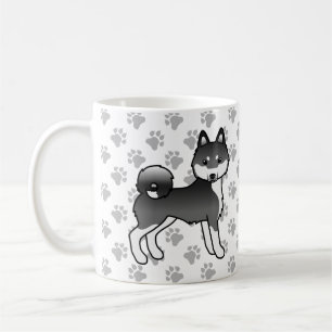 Caneca De Café Klee Kai Cute Dog & Paws Do Alasca Negro E Branco