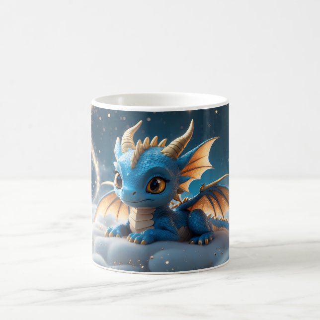 Caneca De Café Kleiner blauer Dino auf einer Wolke  (Centro)