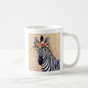 Caneca De Café Klimt Zebra Adornada Em Flores