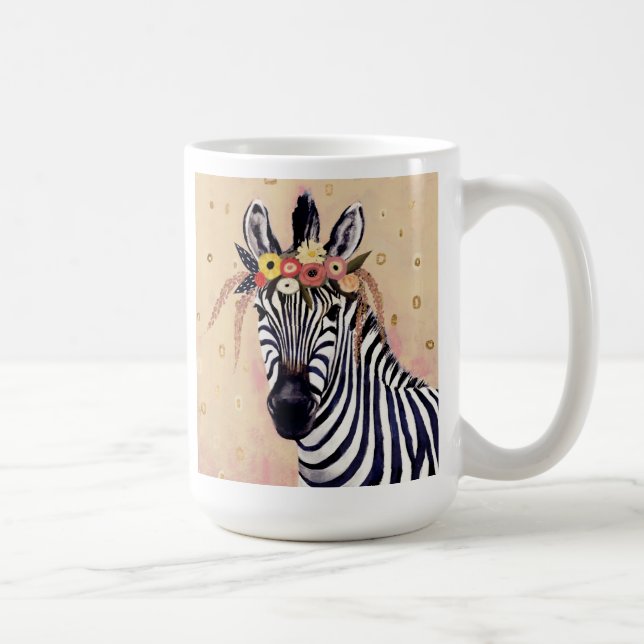 Caneca De Café Klimt Zebra | Adornada Em Flores (Direita)