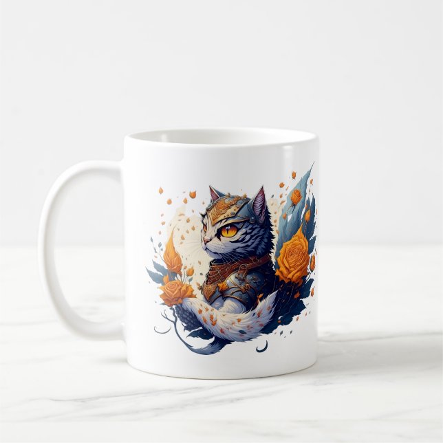 Caneca De Café Knight Cat Heroic Warrior e crianças rosas (Esquerda)