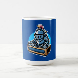 Caneca De Café Knight Turntablist - Design de Cartoon DJ Medieval