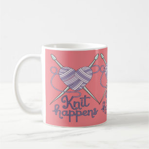 Caneca De Café Knit Acontece Engraçado tricotar Design