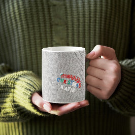 Caneca De Café Knit de Cinza Cozy Personalizado Inverno | Feliz N