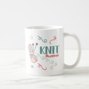 Caneca De Café Knit Happens Fio Multi-Colorido Knitters Divertido