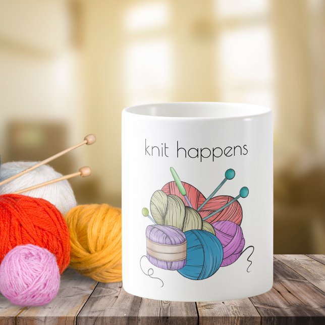 Caneca De Café Knit Humoroso Acontece (Criador carregado)