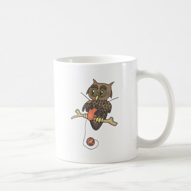 Caneca De Café knitter knifty da coruja e do fio (Direita)