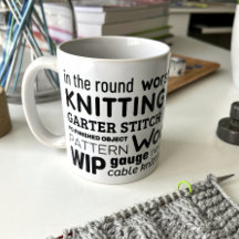 Knitting Mug - Colagem de Palavras de Knitter