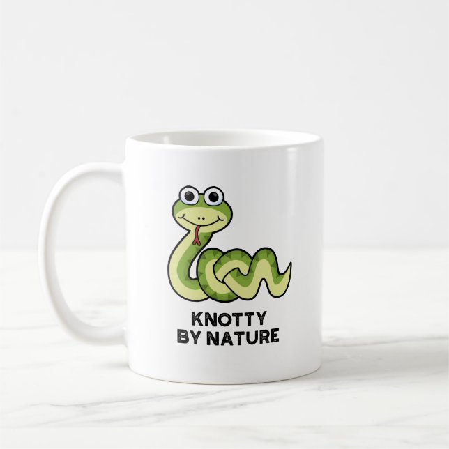 Caneca De Café Knotty Por Nature Engraçado Cobra Pun (Esquerda)