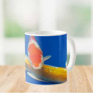 Caneca De Café Koi Colorido em Piscina Azul