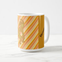 Kokopelli com Flute Dourada Orange Stripes Sudoest