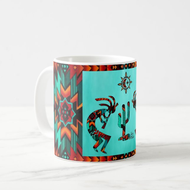 Caneca De Café Kokopelli E Cactus (Frente Esquerda)